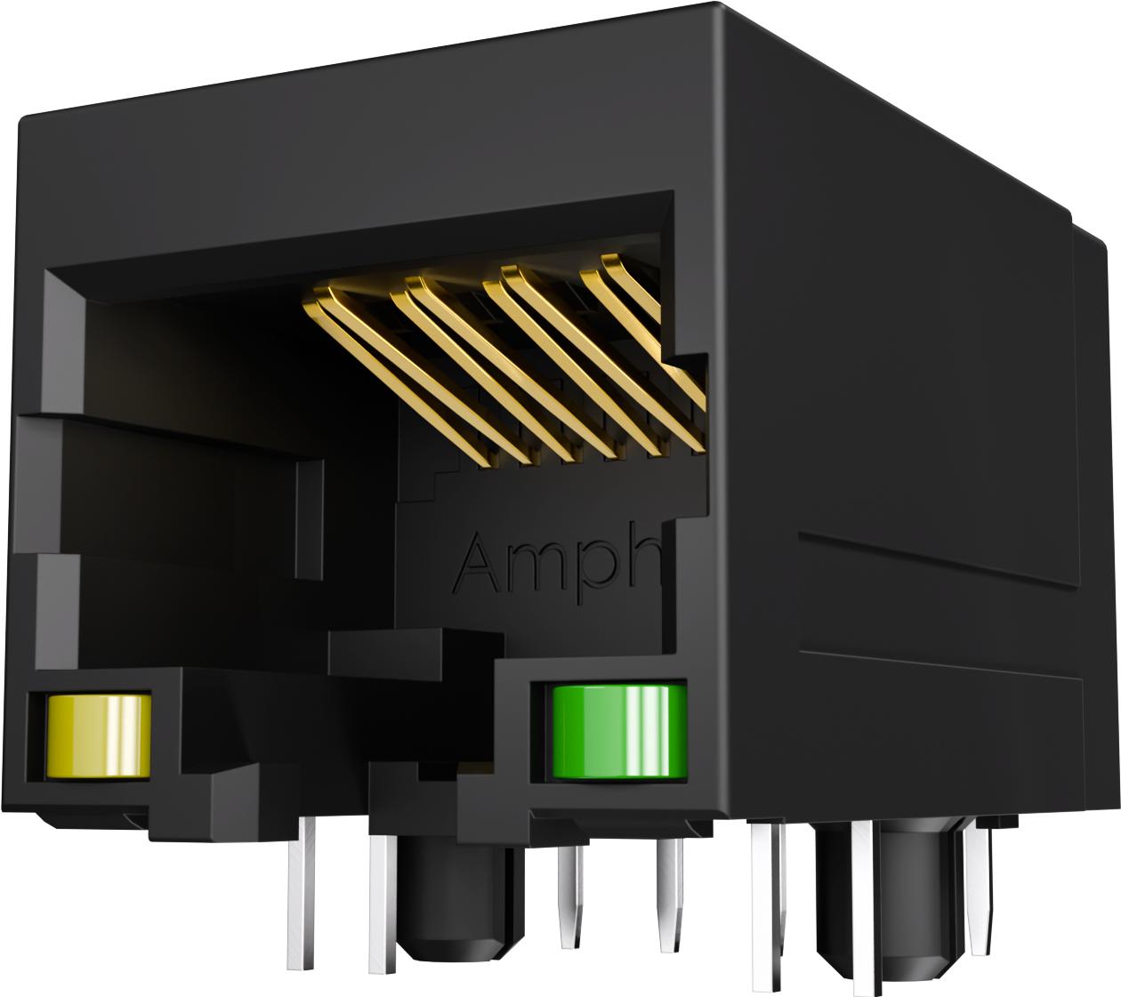 Amphenol-RJE1D18820411 Steckverbinder, Telefon und Telekommunikation Conn RJ-45 F 8 POS 1.27mm Solder RA Thru-Hole 8 Terminal 1 Port Cat 5e