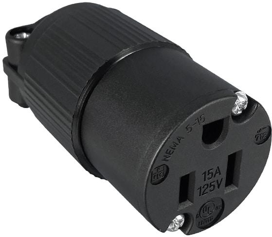 Qualtek Electronics-Q-712 Potenza del connettore Conn NEMA 5-15R SKT 3 POS ST Cable Mount 3 Terminal 1 Port