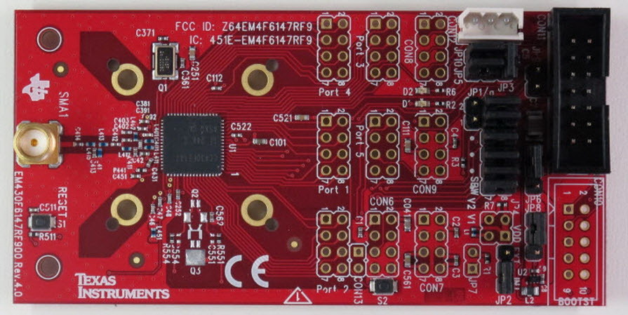 Texas Instruments-EM430F6147RF900 Placas y kits de desarrollo inalámbricos/RF CC430 RF Transceiver Board
