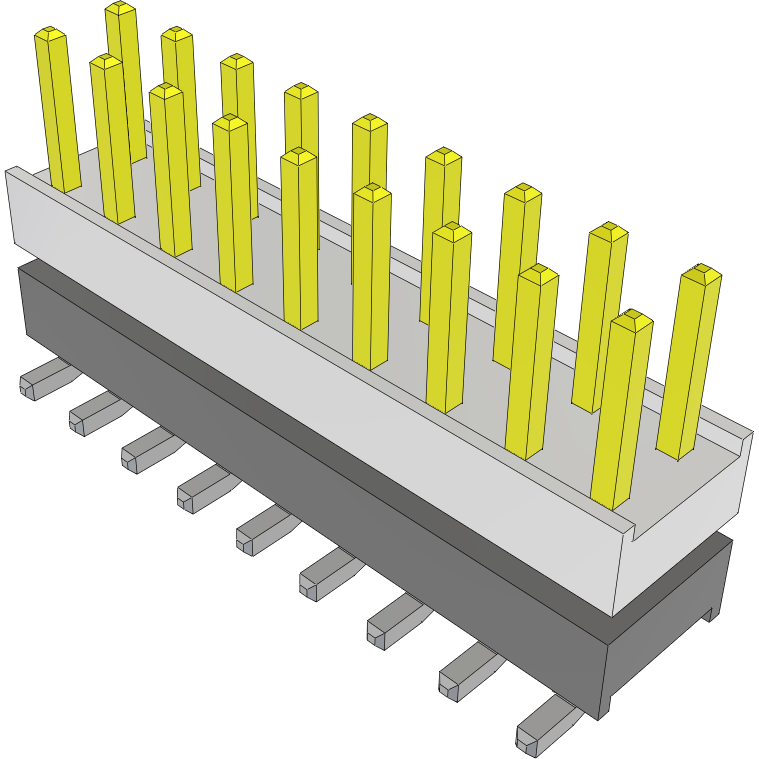 Samtec-HW-09-08-L-D-285-SM-A Steckverbinderleisten und Leiterplattenbuchsen Conn Board Stacker HDR 18 POS 2.54mm Solder ST Top Entry SMD Tube