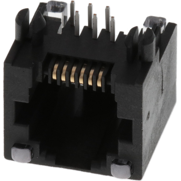 Molex-438600008 电话及电信连接器 Conn RJ-11 F 6 POS 2.04mm Solder RA Thru-Hole 6 Terminal 1 Port Cat 3 Tube