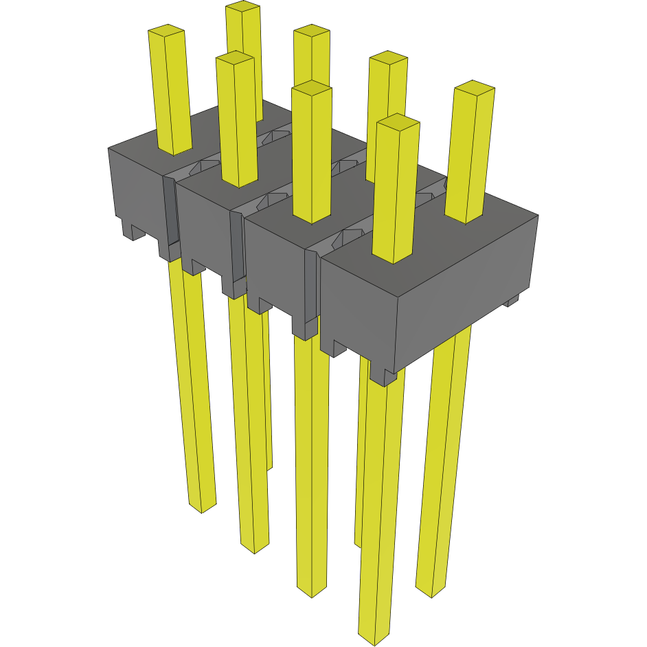 Samtec-HMTSW-104-22-G-D-125 Cabezales del conector y receptáculos PCB Conn Unshrouded Header HDR 8 POS 2.54mm Solder ST Top Entry Thru-Hole Bulk