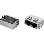 Conn RJ-45 F 16 POS 1.27mm Solder RA Thru-Hole 28 Terminal 2 Port Tray