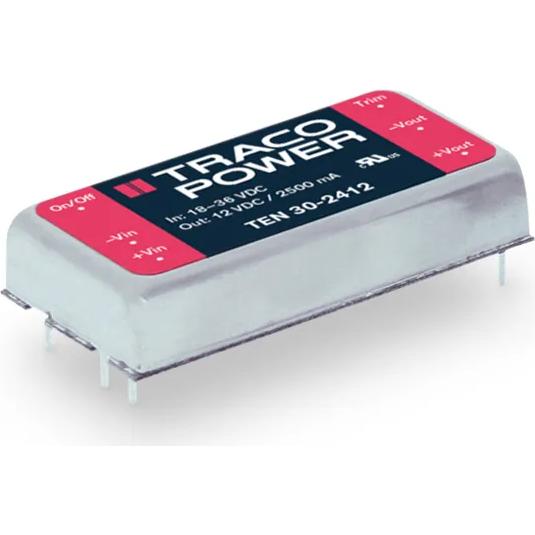 TRACO Electronic AG-TEN 30-2413 DC/DC-Wandler und Spannungsreglermodul Module DC-DC 24VIN 1-OUT 15V 2A 30W 6-Pin