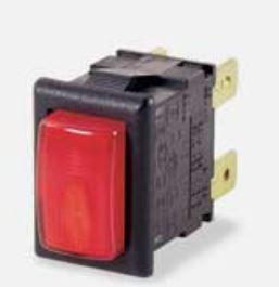Bulgin Components PLC-H8353JENAG Switch Push Button Switch Push Button (ON) OFF DPST Rectangular Button 16A 250VAC 559.27VA Momentary Panel Mount Quick Connect