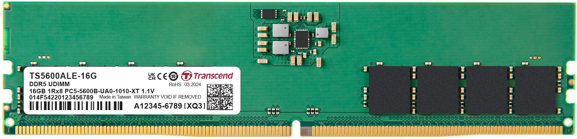 Transcend Information-TS5600ALE-16G Memory Modules DRAM Module DDR5 SDRAM 16Gbyte 288 Long DIMM Bulk