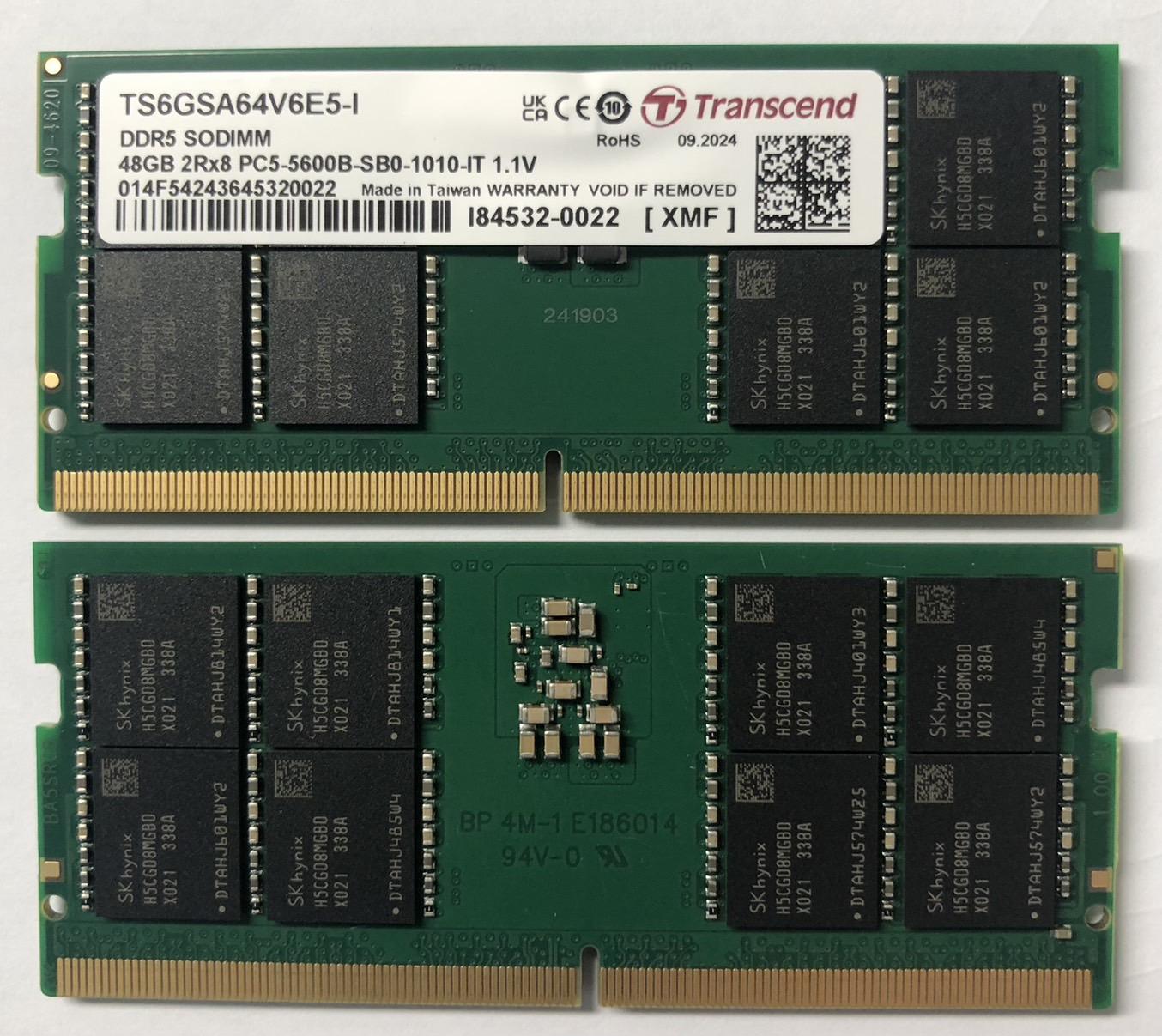 Transcend Information-TS6GSA64V6E5-I Memory Modules DRAM Module DDR5 SDRAM 48Gbyte 262USODIMM Bulk