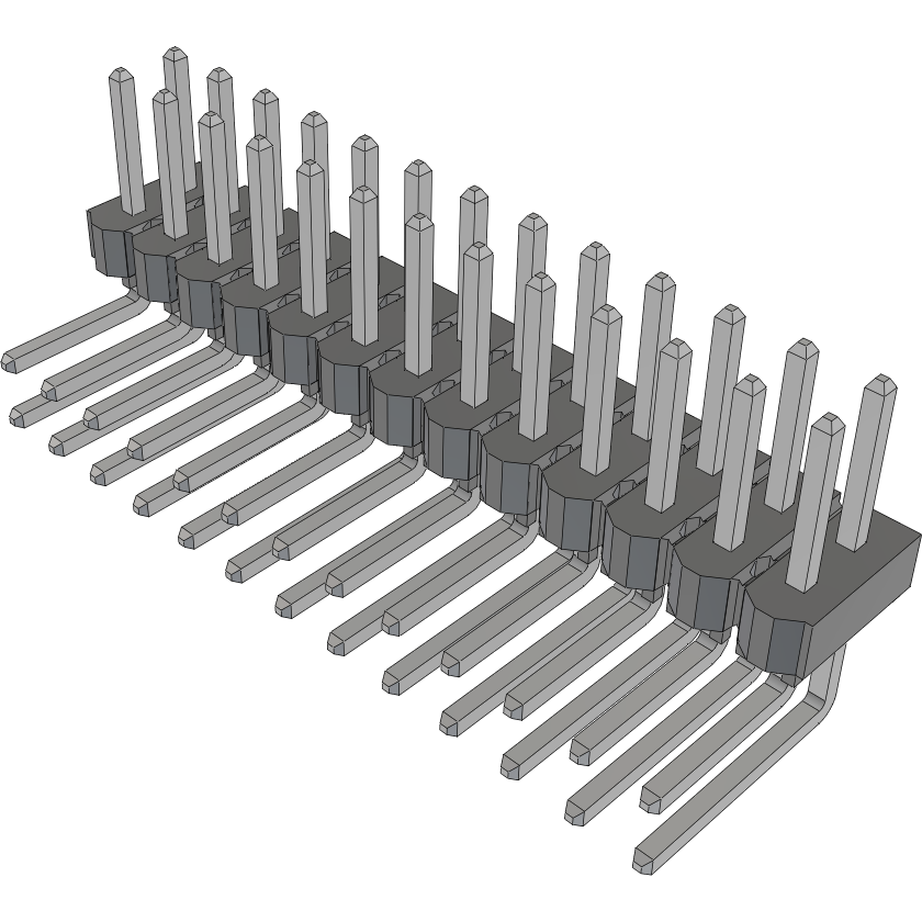 Samtec-HTSW-113-22-T-D-RA 连接器插头及 PCB 插座 Conn Unshrouded Header HDR 26 POS 2.54mm Solder RA Side Entry Thru-Hole Bulk