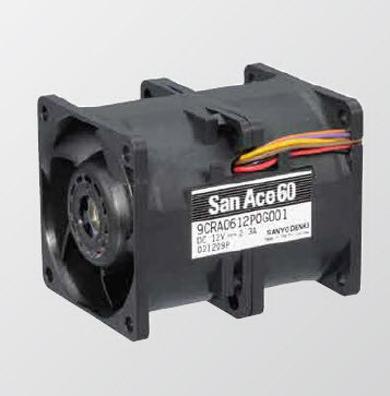 SANYO DENKI-9CRA0612P0G001 Compressori e ventole DC Fan Axial Ball Bearing 12V 10.8V to 13.2V 70.6CFM 66dB 60 X 60 X 76mm Low Power Consumption/High Static Pressure