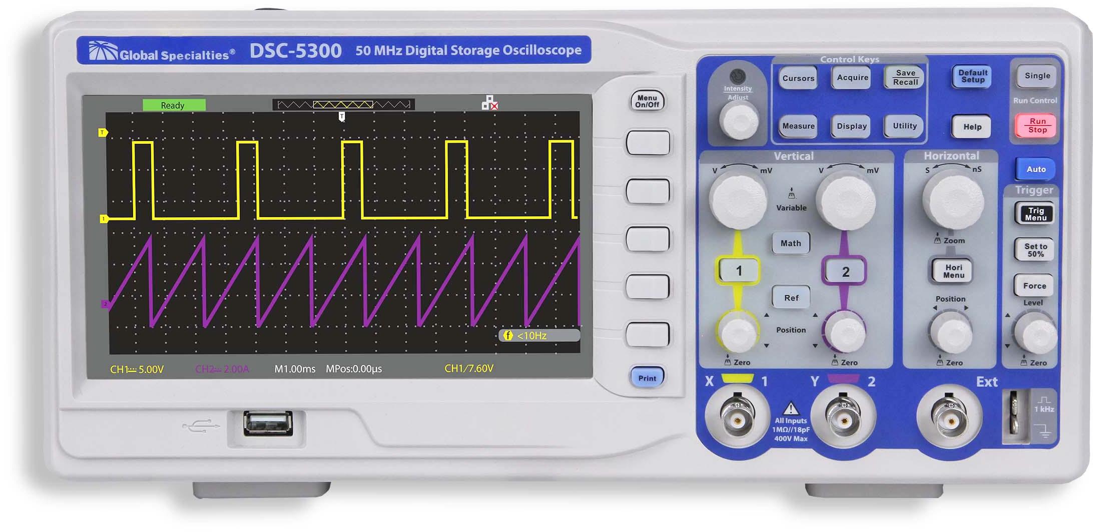 Global Specialties-DSC-5300 Oscilloscopes Digital Bench 2-CH LAN/RS232/USB Interface Box