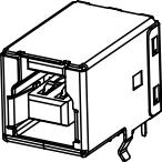 Amphenol Communications Solutions-GSB3211311WEU Connector USB USB 3.0, Type B, Receptacle, Upright Reverse, 9 Pins, Shell Kink with Nickel Plating, 30 uin Gold, Dip 2.8mm, Blue Housing, Tray Packaging