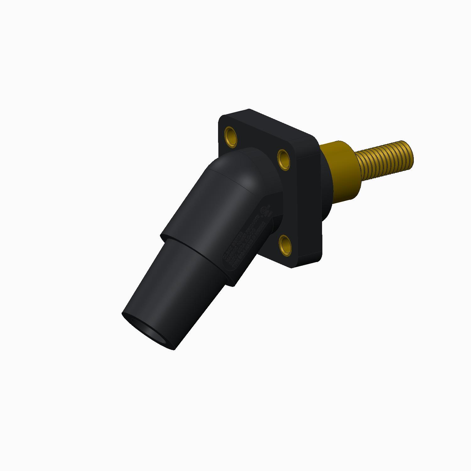 Marinco-CLS45FR2SB-A Connector Power CLS 45 Degree Receptacle Panel Mount (400A / 600V) 2 Threaded Stud Female - Black (A)