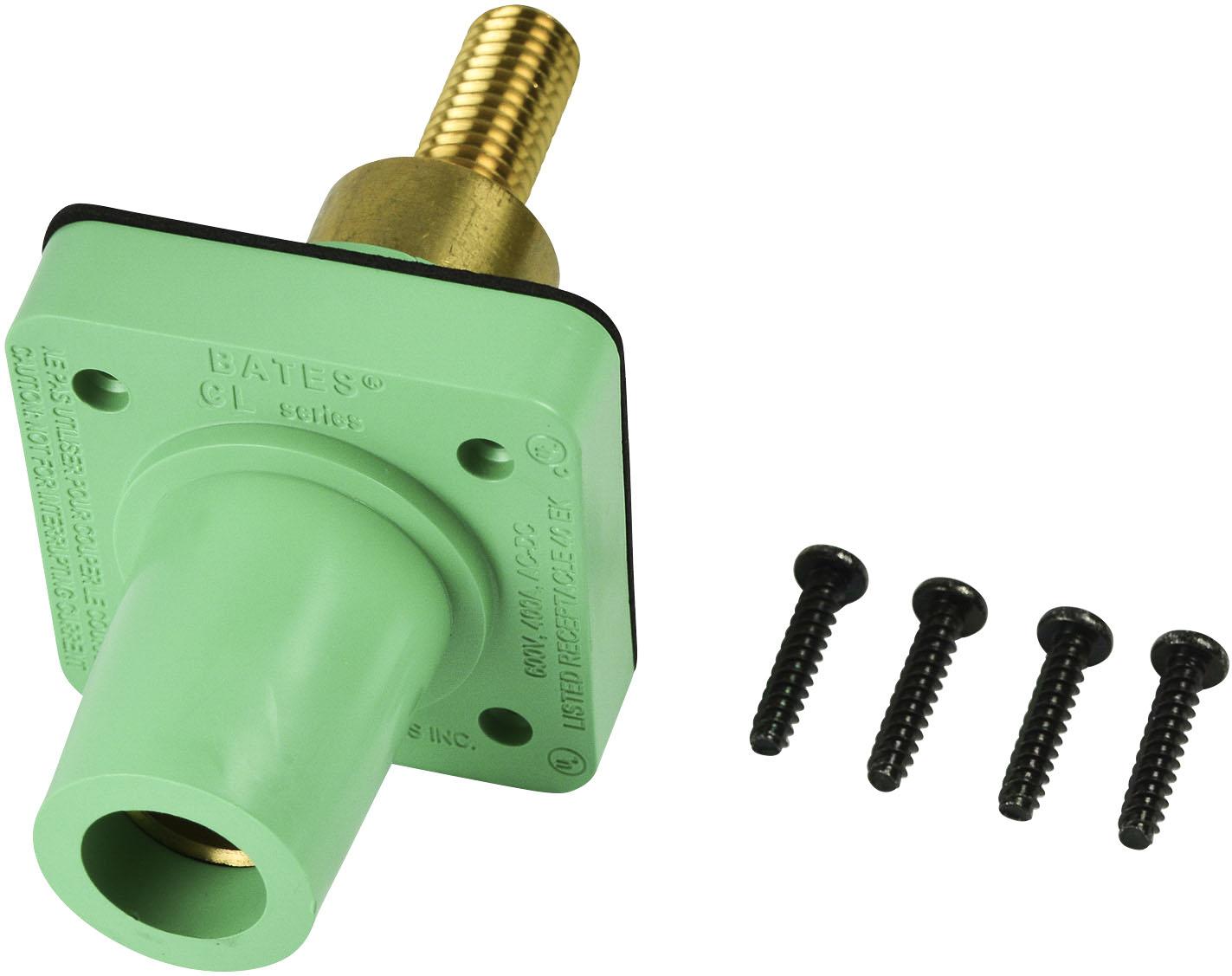 Marinco-CL40FRSBML-E Steckverbinder CL Series Panel Mounts (400A / 600V) Threaded Stud Female - Green (E) Extended Shoulder