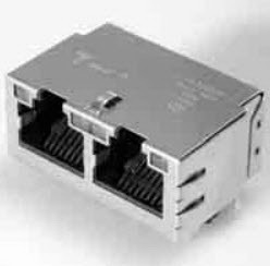 Bel Fuse-1-6610132-1 Steckverbinder, Telefon und Telekommunikation Conn RJ-45 F 40 POS 2.54mm Solder RA Thru-Hole 70 Terminal 5 Port