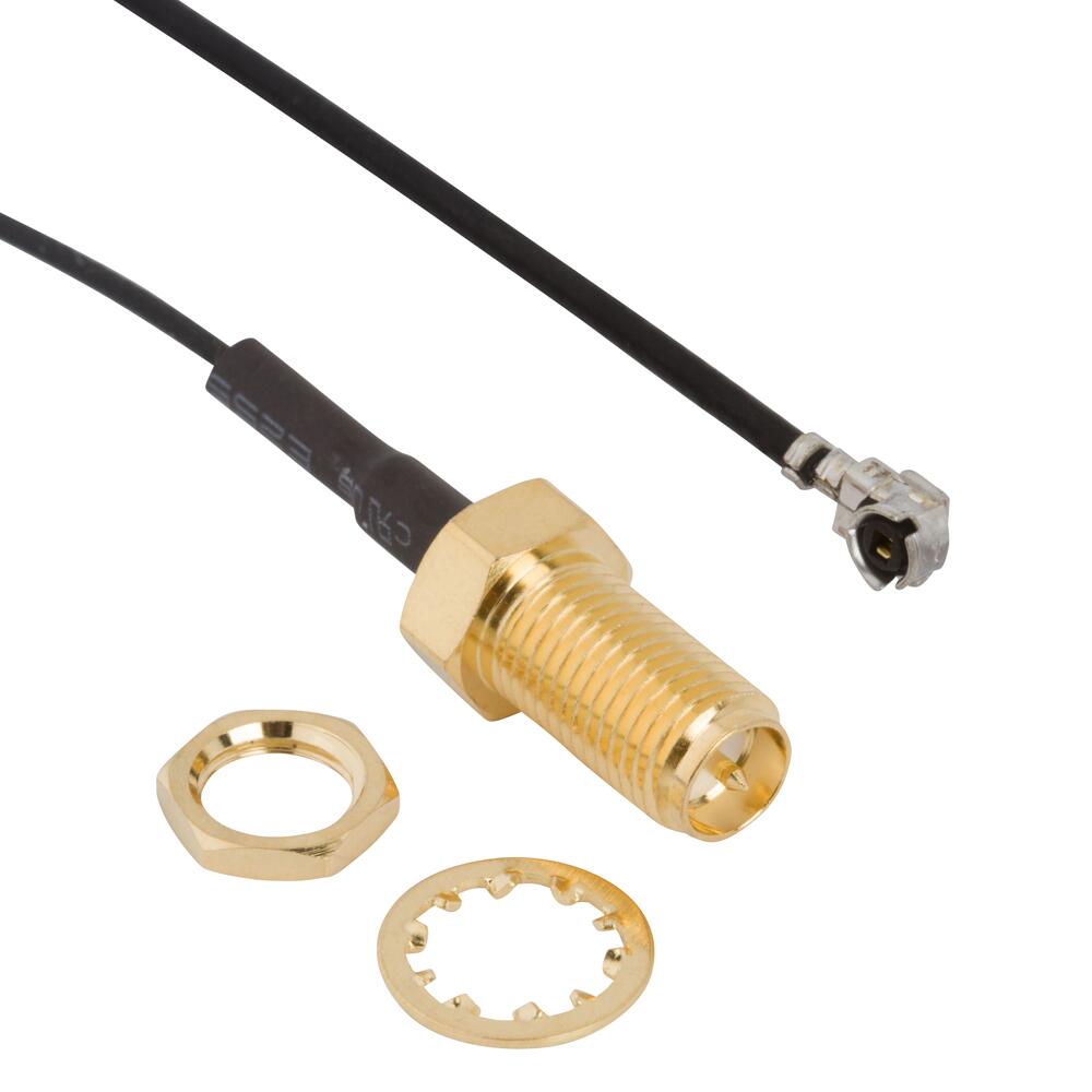 Amphenol RF-336314-12-0150 Assemblaggio cavo coassiale RP SMA Str BHD Jack to AMC R/A Plug Using 1.13 MM Cable Various Length