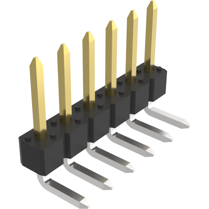 Amphenol Communications Solutions-77315-422-06LF Steckverbinderleisten und Leiterplattenbuchsen BergStik®, Board to Board connector, Unshrouded Header, Through Hole, Single Row, 6 Positions 2.54mm (0.100in) Pitch, Right Angle