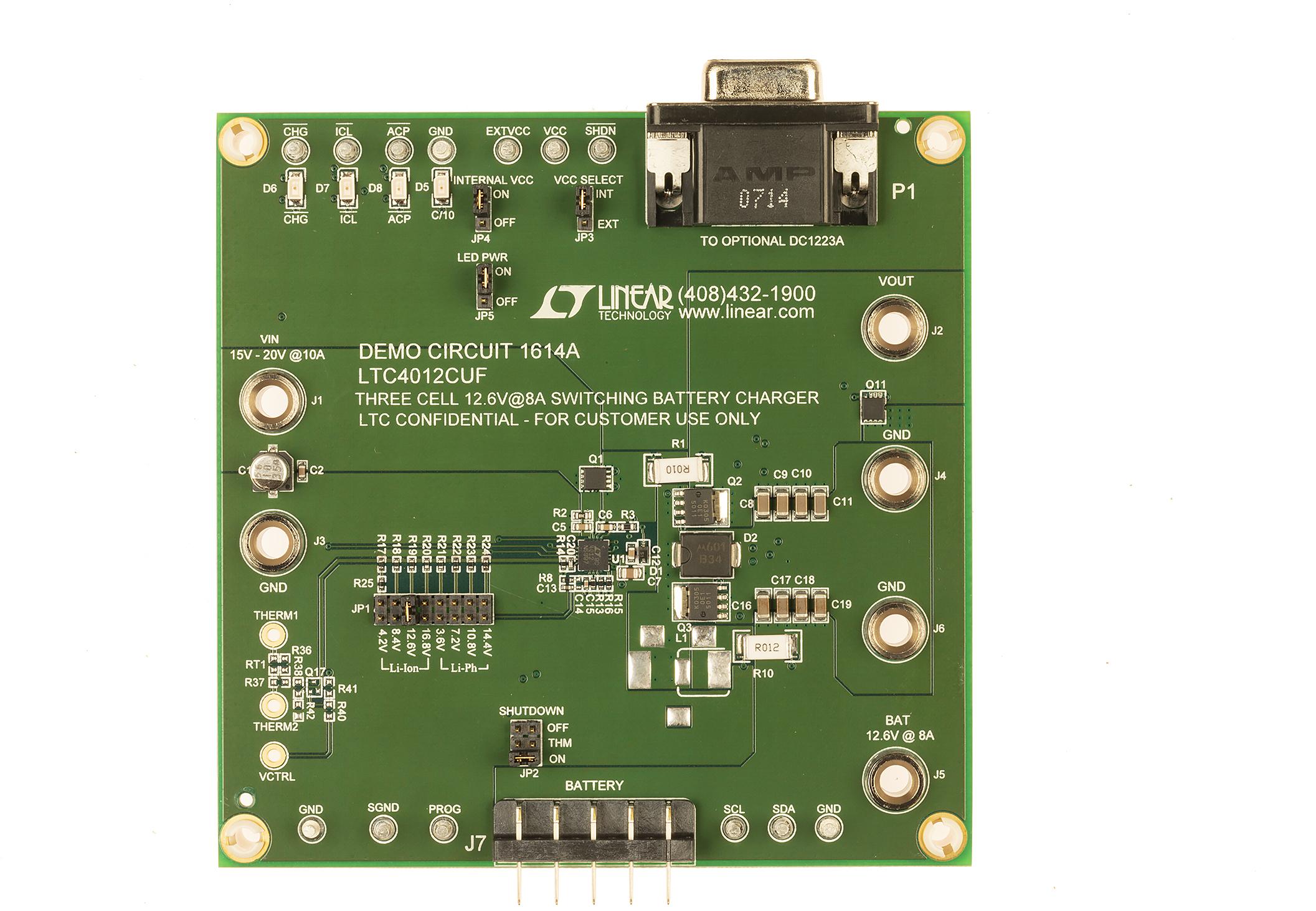 Analog Devices-DC1614A Energiemanagement, Entwicklungsplatinen und -kits LTC4012CUF Demo Board, Multi-Chemistry 8A Buck Battery Charger with PowerPath Control