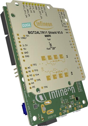 Infineon Technologies AG-DEMODISTANCE2GOLTOBO1 射频/无线开发板和套件 Silicon Germanium 24GHz Radar Transceiver