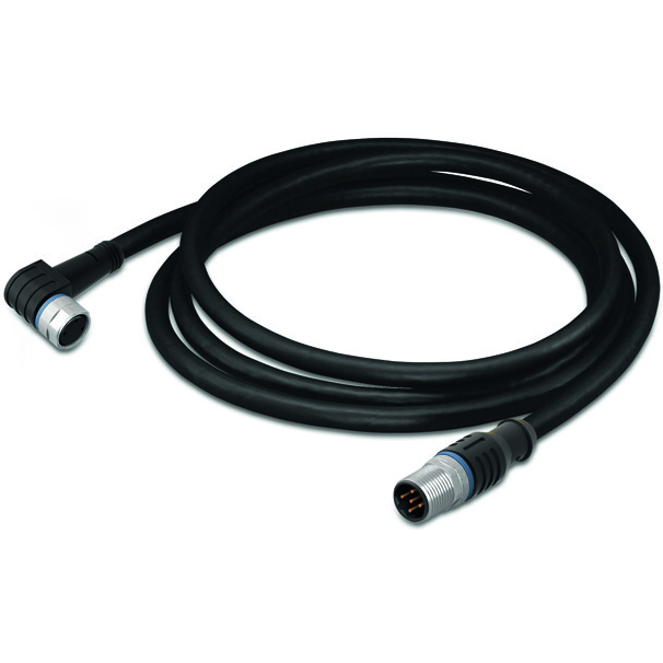 WAGO-756-5509/040-010 Assemblage de câble autre Sensor/Actuator Cable, fitted on both ends, 4-Pole, M8 Socket, Angled, M12 Plug, Straight, 1 m