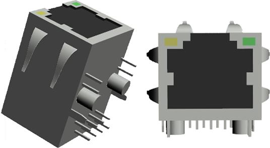 Abracon-ARJE-0041 电话及电信连接器 Conn RJ-45 RCP 8 POS 1.27mm Solder RA Thru-Hole 8 Terminal 1 Port T/R