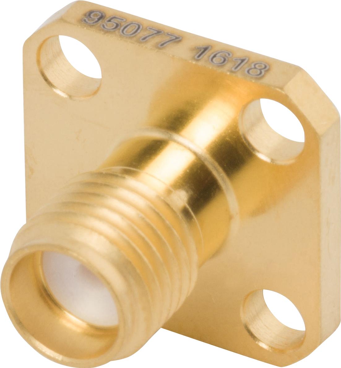 Amphenol SV Microwave-M39012/82B3001 RF-Steckverbinder Conn SMA 0Hz to 18GHz 50Ohm Solder ST Flange Mount F Gold Over Nickel Bag