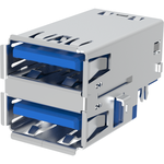 Amphenol Communications Solutions-GSB311537FHR Connector USB Conn USB 3.0 Type A RCP 18 POS 2mm Solder RA Thru-Hole 18 Terminal 2 Port Tray