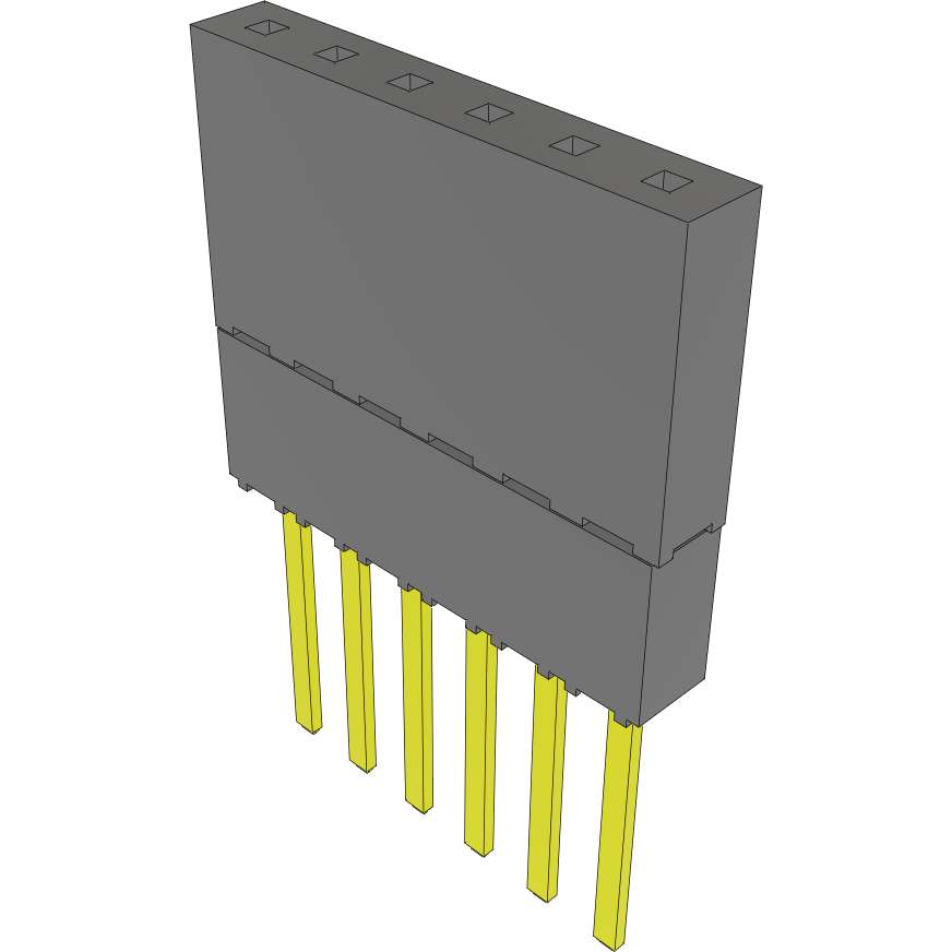Samtec-ESW-106-49-G-S Connector Headers and PCB Receptacles Conn Elevated Socket SKT 6 POS 2.54mm Solder ST Top Entry Thru-Hole Tube