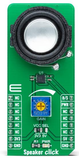 MikroElektronika-MIKROE-4662 Integrierte Verstärkerschaltung, Entwicklungsplatinen und -kits MAX9717 Audio Amplifier Click Board