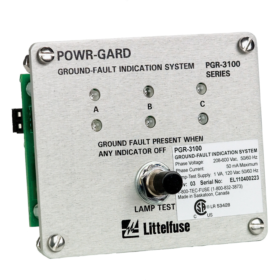 Littelfuse-PGR-3100 继电器其他 Electromechanical Relay 600VAC (108x54x88.9)mm Panel Ground Fault Relay