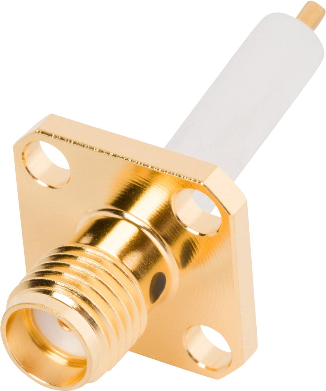 Amphenol SV Microwave-2950-6061 RF-Steckverbinder Conn SMA 0Hz to 18GHz 50Ohm Solder ST Flange Mount F Gold Over Nickel Tray