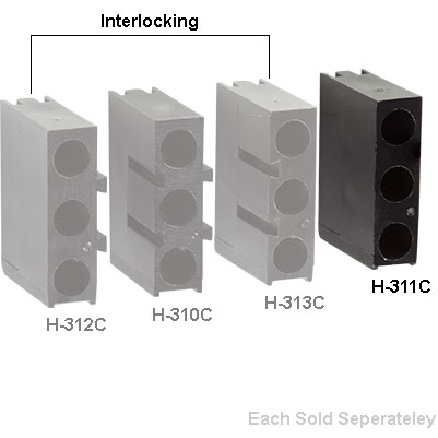 Bivar-H-311C Lighting Accessories LED Holder, Right Angle, 3 mm LED, 3 Level, 0.100in. / 0.300in. / 0.500in. Center Line, 2 Lead, Molded Nylon, Black