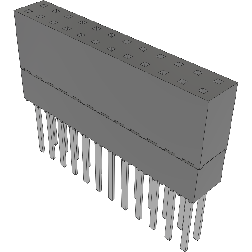 Samtec-ESW-112-24-L-D Cabezales del conector y receptáculos PCB Conn Elevated Socket SKT 24 POS 2.54mm Solder ST Top Entry Thru-Hole Tube