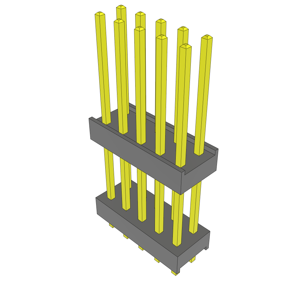 Samtec-ZW-05-12-T-D-518-080 Piastre connettori e prese PCB Conn Board Stacker HDR 10 POS 2.54mm Solder ST Top Entry Thru-Hole Bulk