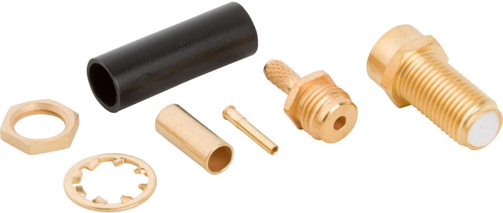 Amphenol RF-901-9610-3 Connector RF Conn SMA 0Hz to 12.4GHz 50Ohm Crimp ST Panel Mount RCP Gold Over Nickel