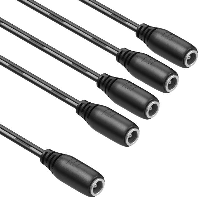 Tensility International-10-02736 Cable Assembly DC Power Cable Assembly 0.45m DC Power Jack to 4DC Power Jack 2 to (2/2/2/2)POS (4)F-F 18AWG