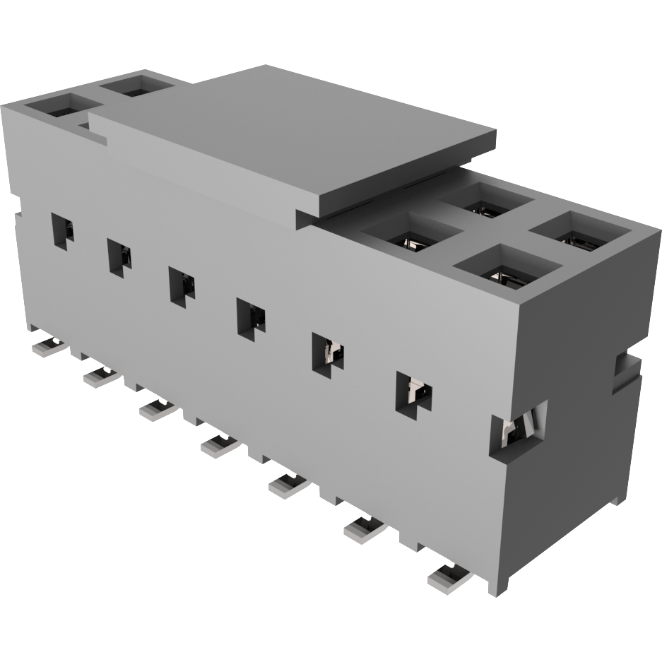 Amphenol Communications Solutions-89898-307BLF Connector Headers and PCB Receptacles Dubox®, Board To Board Connector, Receptacle, Vertical, Surface Mount, Dual Entry, Double Row , 14 Positions, 2.54mm (0.100in) Pitch