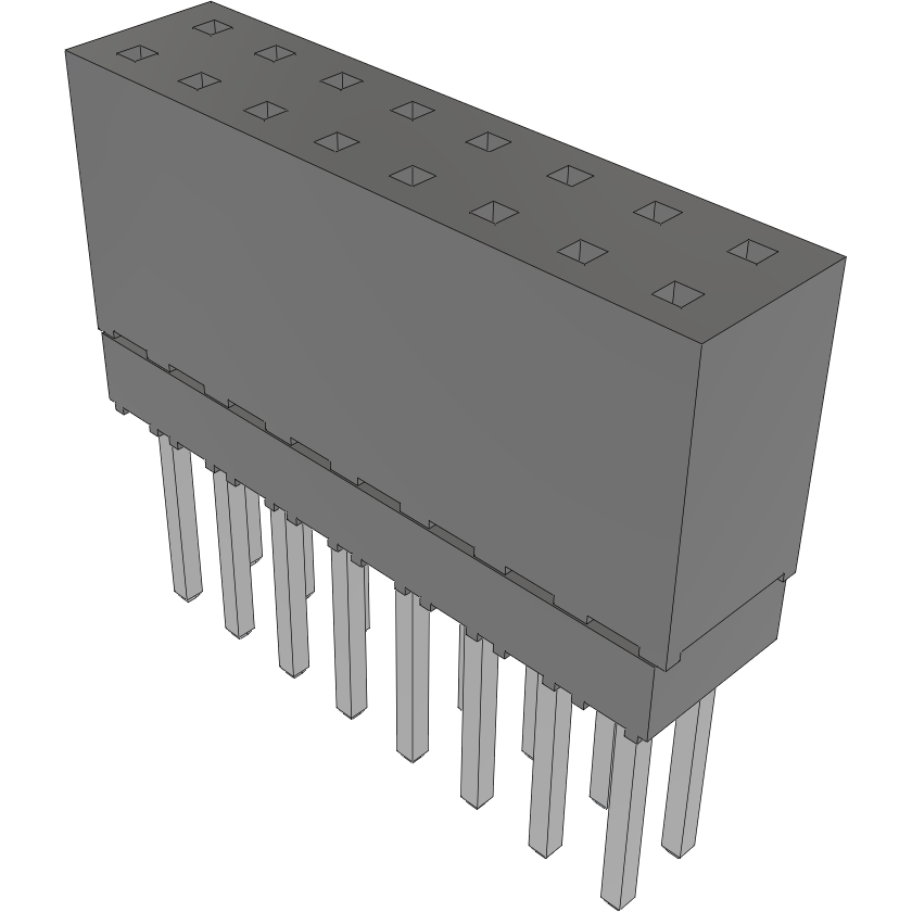Samtec-ESQ-108-13-T-D Steckverbinderleisten und Leiterplattenbuchsen Conn Elevated Socket SKT 16 POS 2.54mm Solder ST Top Entry Thru-Hole Tube