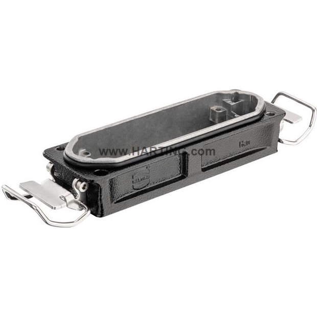 HARTING-09405240331 抽缩起动适配器 Bulkhead Mount Housing 180° 24B Shell Size Powder Aluminum Die Cast Double Lock Lever