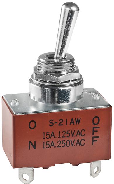 NKK Switches-S21AW Switch Toggle Switch Toggle ON None OFF DPST Round Lever Solder Lug 15A 250VAC 30VDC Panel Mount with Threads