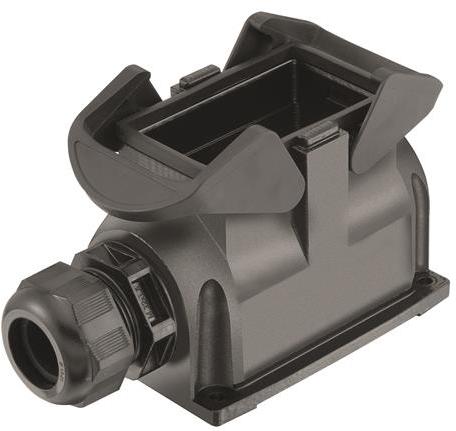 HARTING-19411100232 抽缩起动适配器 Surface Mount Housing 90° 10B Shell Size Glass Filled Nylon/Glass Filled Polyamide Double Lock Han-Eco®