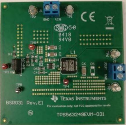 Texas Instruments-TPS563249EVM-031 Energiemanagement, Entwicklungsplatinen und -kits TPS563249 DC to DC Converter and Switching Regulator Chip 3.3V Output Evaluation Board