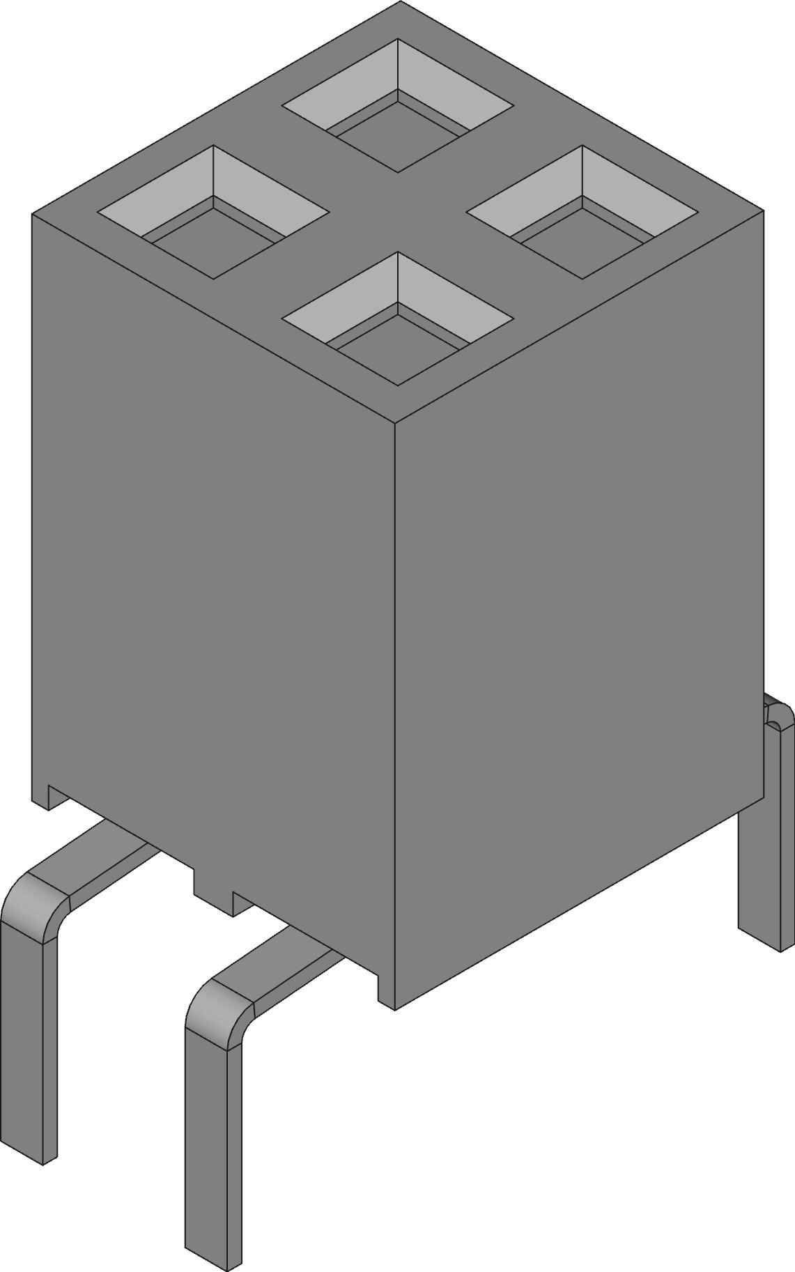 Amphenol Communications Solutions-71991-302HLF Piastre connettori e prese PCB Dubox®, Board To Board Connector, Receptacle, Vertical, Through Hole, Double Row, Dual Entry, 4 Position, 2.54mm (0.100in) Pitch