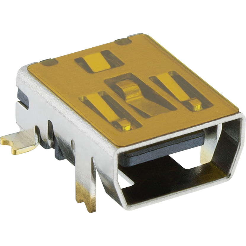 Lumberg-2486 02 VP3 Connector USB Conn Mini USB 2.0 Type AB PL 10 POS 0.4mm Solder RA SMD 10 Terminal 1 Port Reel