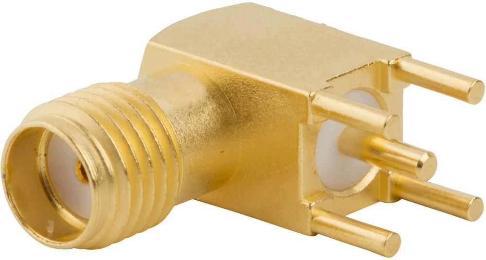 Amphenol RF-132225 射频连接器 Conn SMA 0Hz to 11GHz 50Ohm Solder RA Thru-Hole RCP Gold