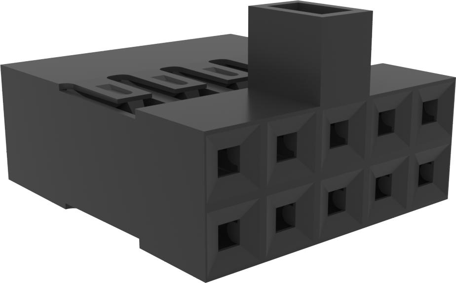 Amphenol Communications Solutions-65846-010LF Carcaza de cables discretos de conector PV® Wire-to-Board Connector System, Mini Latching, Double Row, 10 Positions, Polarized, 2.54 mm (0.100in) Pitch, Housing