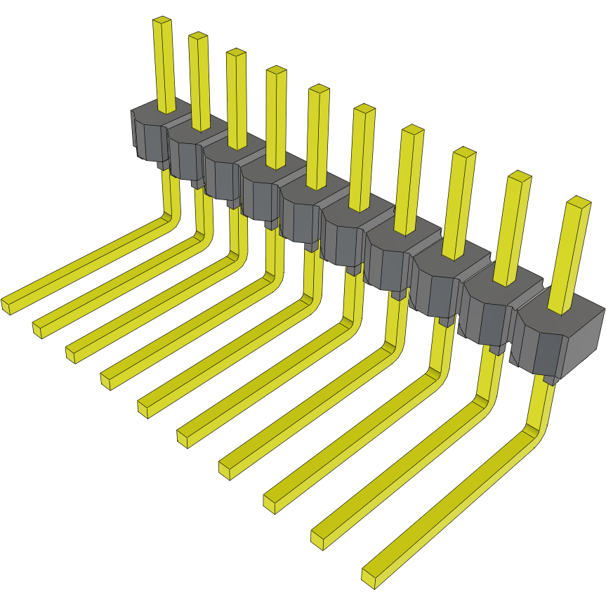Samtec-MTSW-110-10-G-S-190-RE Embases de raccordement et réceptacles PCB Conn Unshrouded Header HDR 10 POS 2.54mm Solder RA Side Entry Thru-Hole Bulk