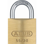 Brass body padlock, .56in shackle, brass