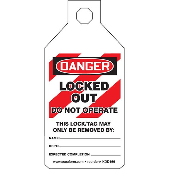 Panduit-PSL-1019 Tags Lockout Tagout, Tab Tag, DANGER LOCKED OUT DO NOT OPERATE (legend)