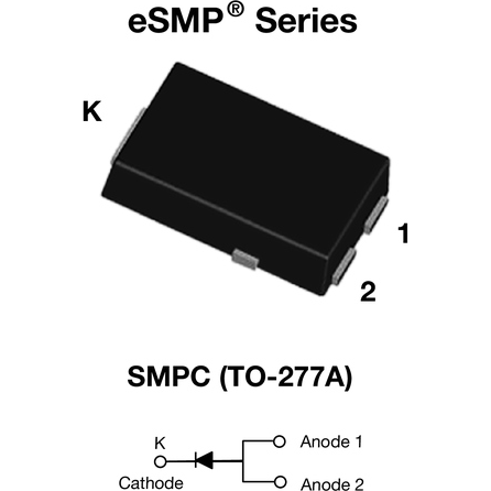 Vishay-AU2PM-M3/87A Rectifiers Diode Switching 1KV 2A 3-Pin(2+Tab) SMPC T/R