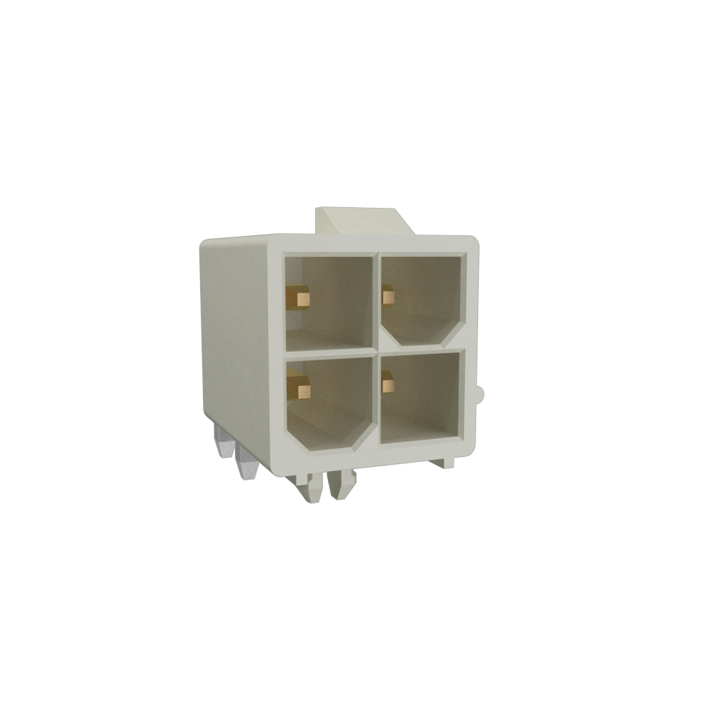 Amphenol Communications Solutions-10127819-04411PLF Steckverbinderleisten und Leiterplattenbuchsen Minitek® Pwr 4.2 Connector System, Wire to Board, Minitek Pwr4.2 header, Double row, Right Angle, Through hole, 4 positions, Non Glow Wire Compatbile